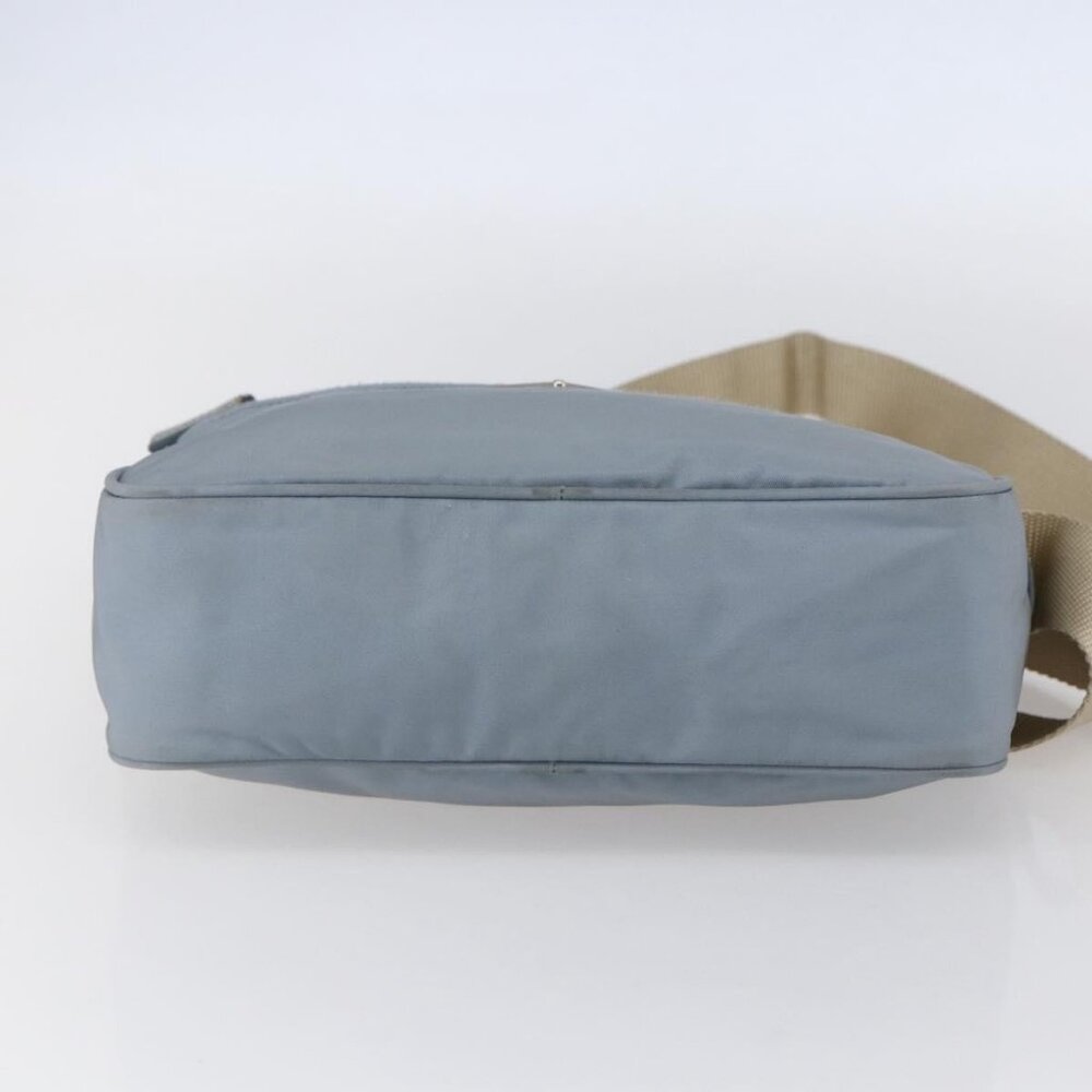 Authentic PRADA Shoulder Bag Nylon Light Blue Silver - Picture 12 of 16
